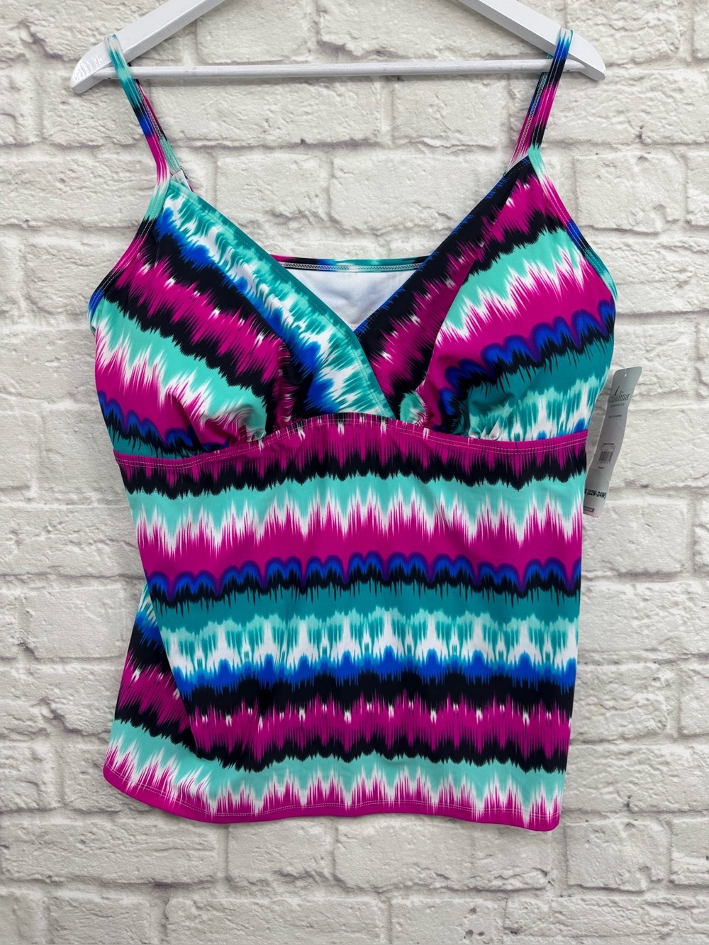 Catalina Bahama Tie Dye Tankini Top 3X 22W-24W Hot Fuchsia Plus Size Tropical